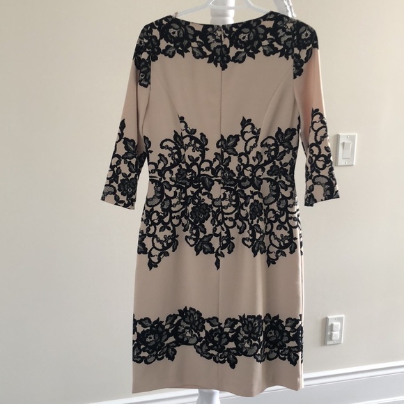 Adrianna Papell beige with printed black lace dress - Picture 5 of 6
